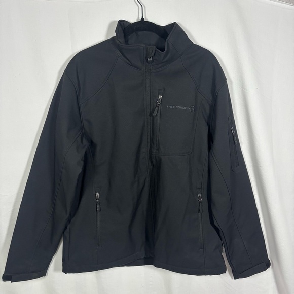 Free Country Soft Shell Water Resistant Wind Breaker Black Jacket Mens L - Picture 1 of 9